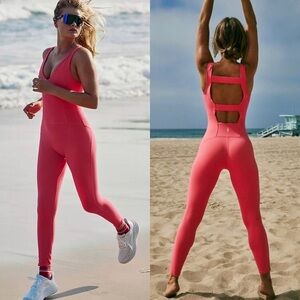 NWT Free People Movement Never Better One Piece Onesie Jumpsuit Electric Sunset